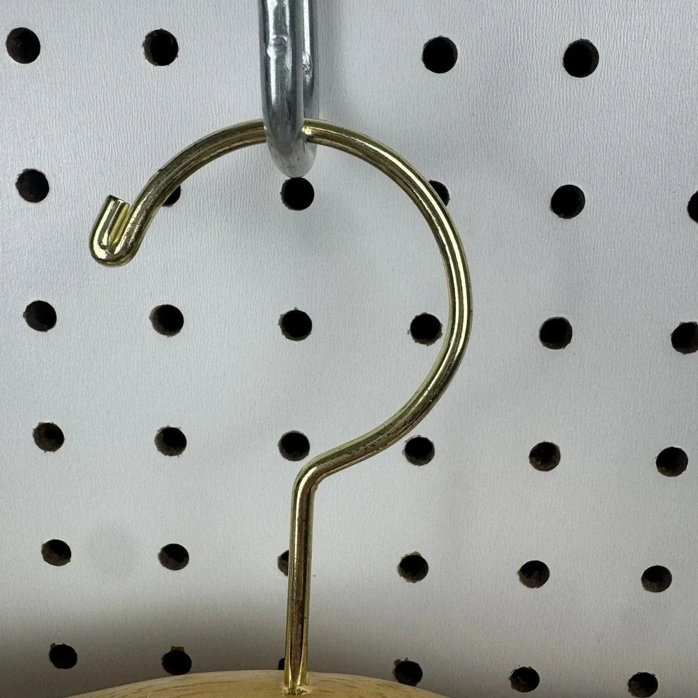Vtg Mid Century Golf Ball Tie Belt Rack‎ Wood Brass Wall Organizer